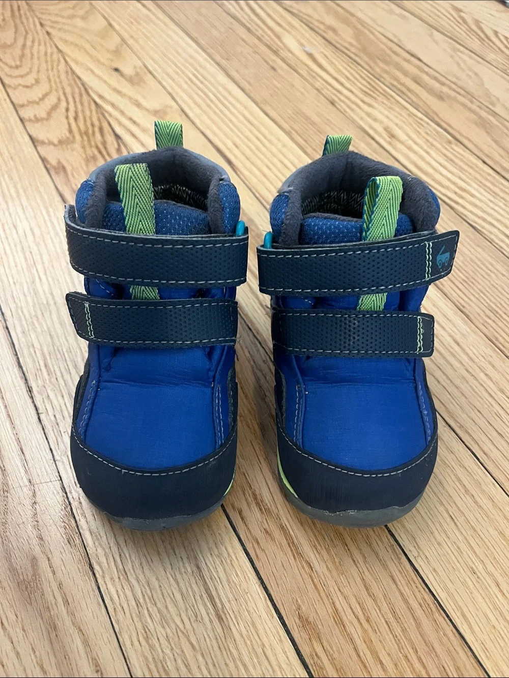 See Kai Run Navy Blue and Green Kids Velcro Boots